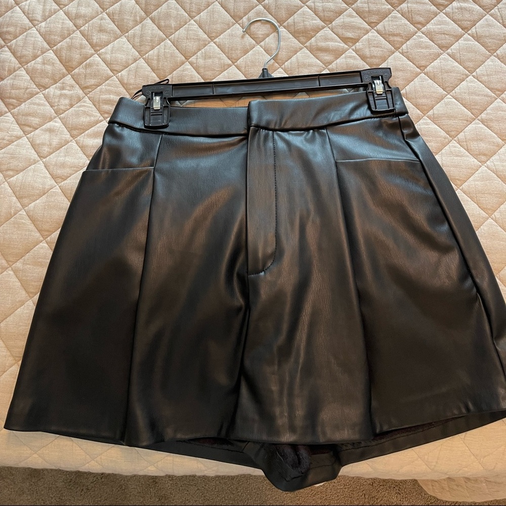 Zara high waisted leather shorts